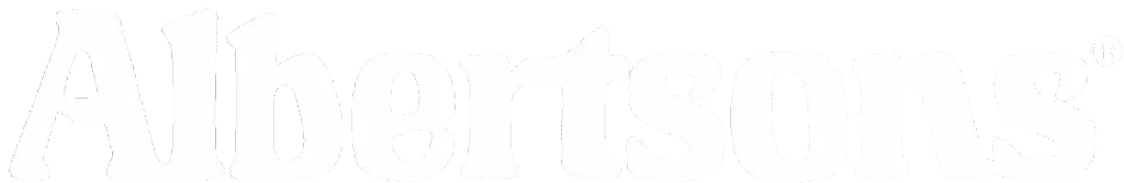 Albertsons white logo for retail real estate, store-within-a-store, shop-in-shop, and non-traditional retail leasing partnerships